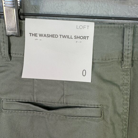Loft Womens Washed Twill Shorts Size 0 Green Cotton/Spandex - Picture 7 of 7